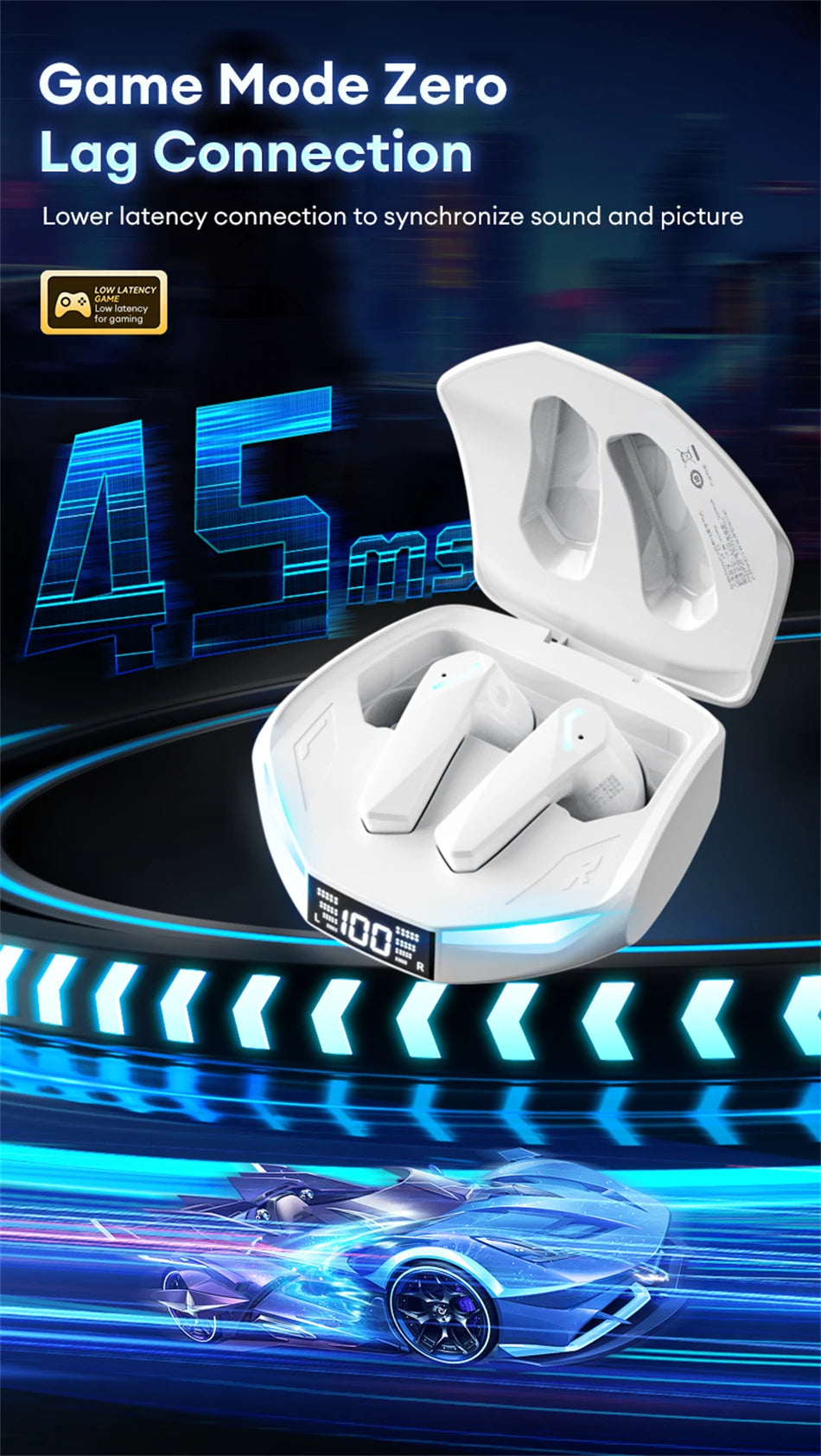New Lenovo XT53 Wireless Bluetooth 5.4 Earphones LED Digital Display Waterproof Earbuds Noise Cancelling Gaming Headset
