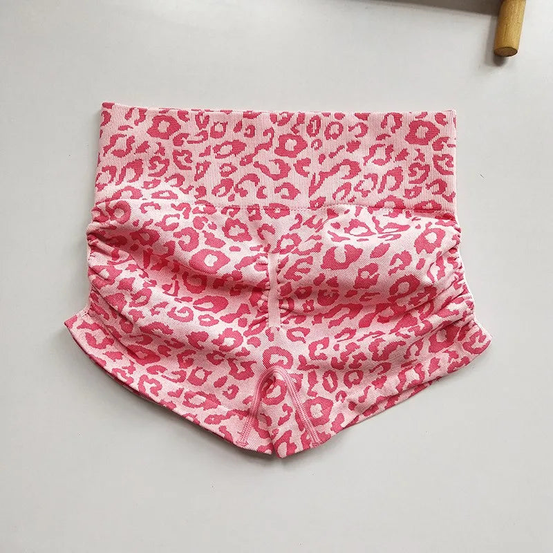 Fashion Leopard-Print Seamless Yoga Shorts for Women - High-Waisted Butt-Lifting & Skin-Tight Fitness Pants