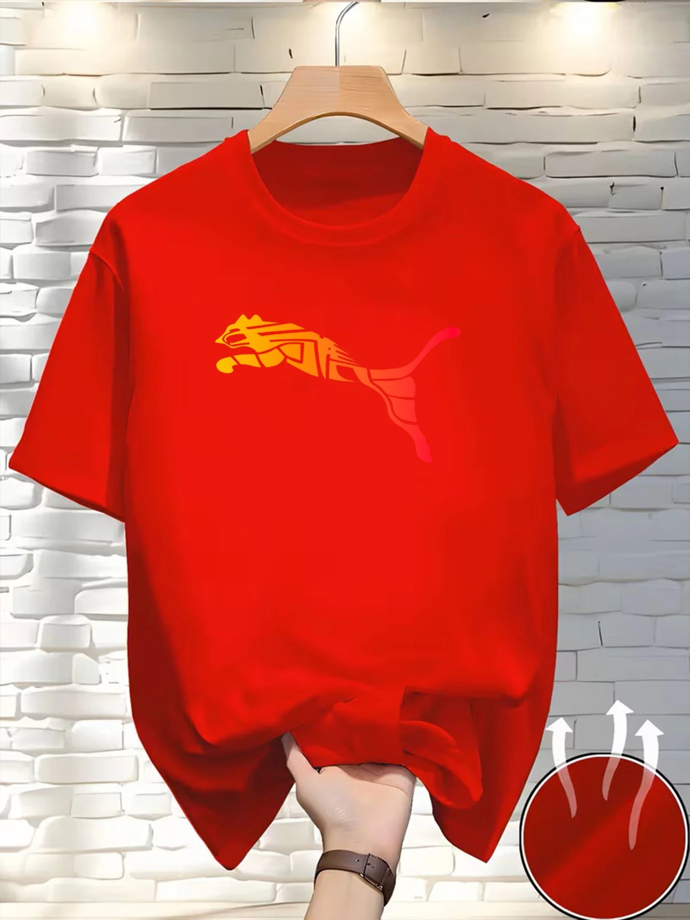 New Summer Luxury Men's Fashion Fox Leopard Print T-shirt Crewneck Casual Trend Y2K High-end High Quality Fitness Sports T-shirt