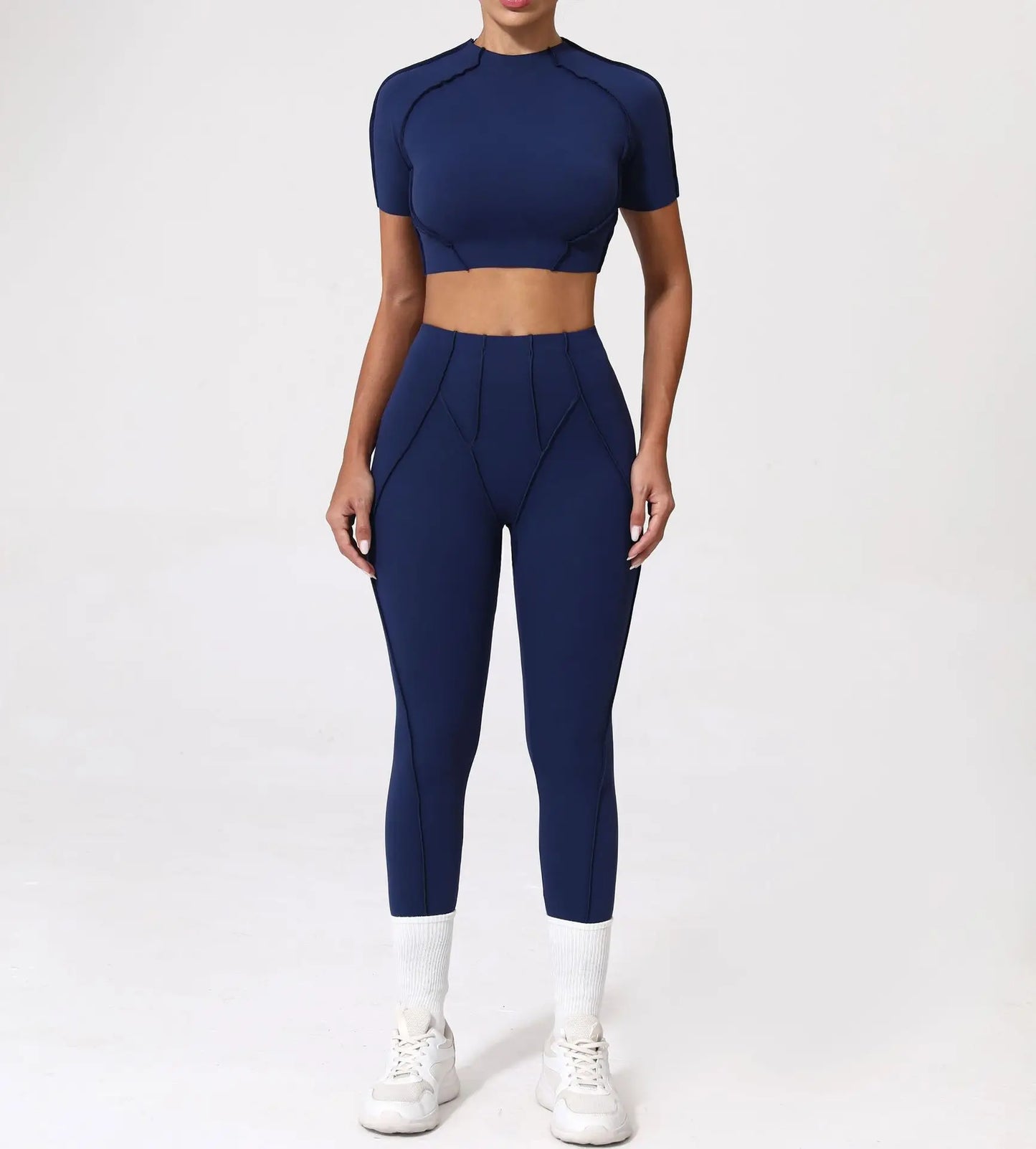 Seamless Yoga Sets Sports Fitness Hip-lifting High Waist Skinny Long-sleeved Suit Running Workout Gym Leggings Sets for Women