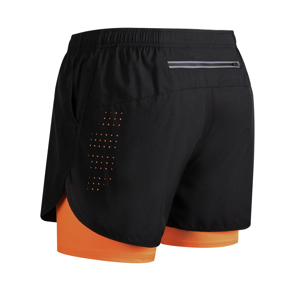 New men's running double-layer shorts quick-drying fitness 2-in-1 shorts men's sports workout training bodybuilding shorts male
