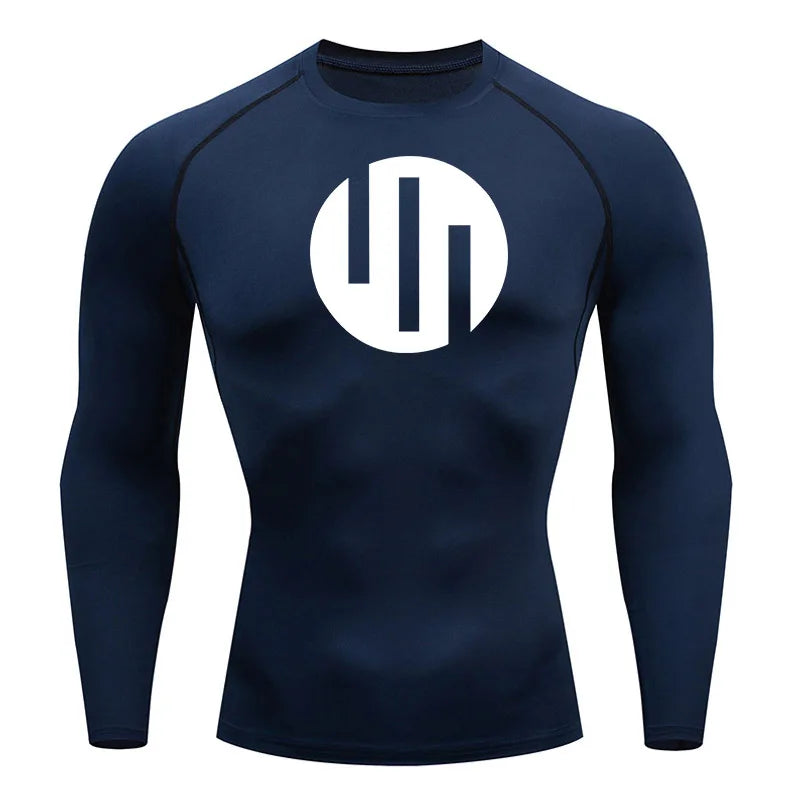 New Gym Short Sleeve Running T-Shirt Men's Compression Long Sleeve Shirt Sun Protection Quick Drying Sports Top Black Sportswear