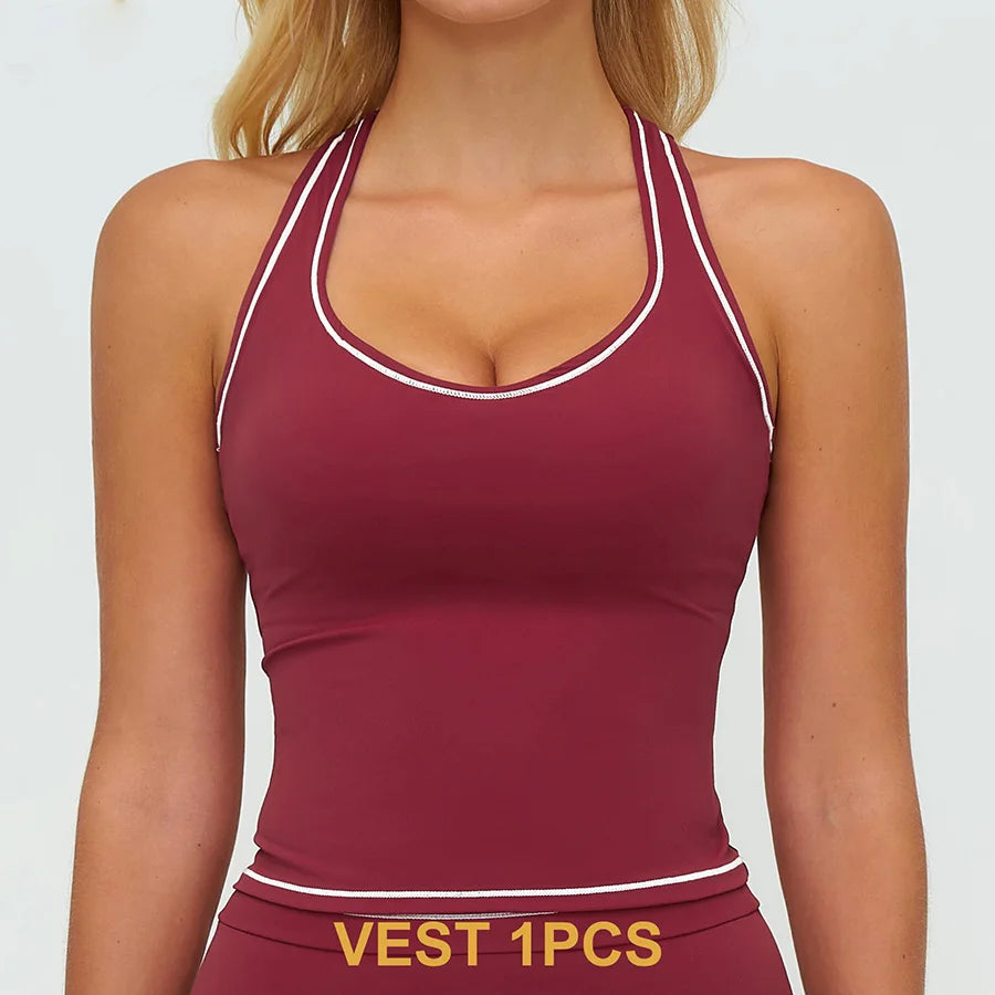 Women Yoga Set Tracksuit Sportswear Workout Athletic Wear Gym Vest Shorts Legging Fitness Bra Crop Top Long Sleeve Sports Suits