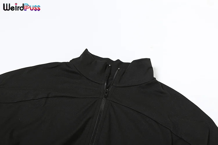 Weird Puss Women Tracksuit 2 Piece Set 2024 Autumn Casual Zip Thin Drawstring Jacket+Leggings Matching Streetwear Sporty Suit