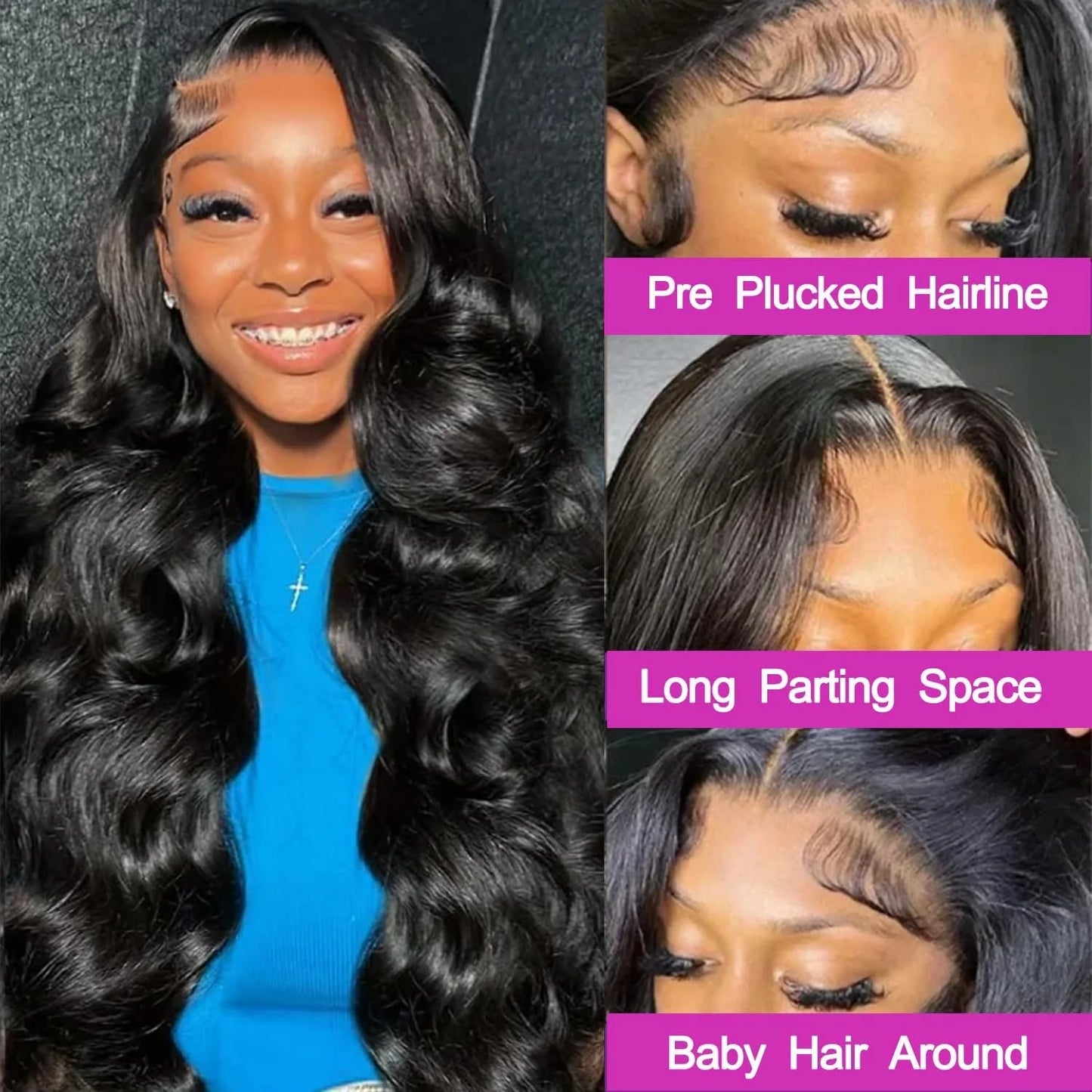 200 Density Body Wave 13x4 HD Transparent Lace Front Human Hair Wig Black 13x6 Lace Frontal Wigs 30 40 Inch PrePlucked Lace