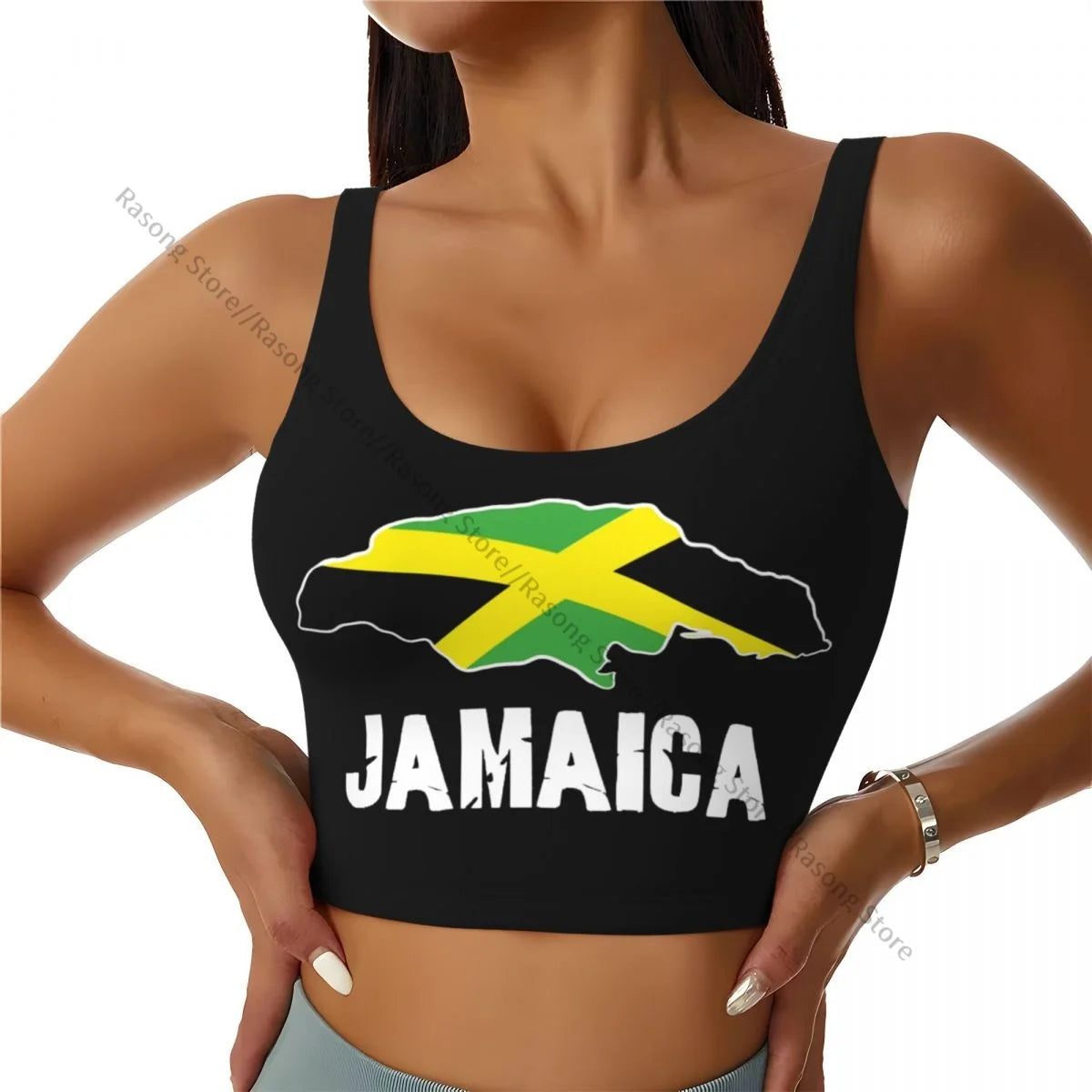 Sports Bra Women Running Yoga Clothes Vest Jamaica Flag Gathering Fitness Vest