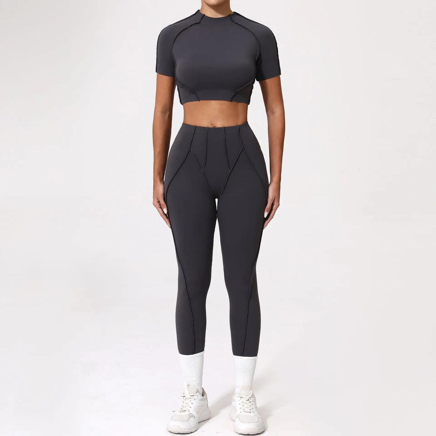 Seamless Yoga Sets Sports Fitness Hip-lifting High Waist Skinny Long-sleeved Suit Running Workout Gym Leggings Sets for Women