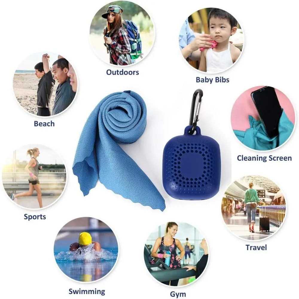 With Silicone Case Quick Drying Towel Pocket Super Absorbent Sports Towel Solid Color Portable Microfiber Towel