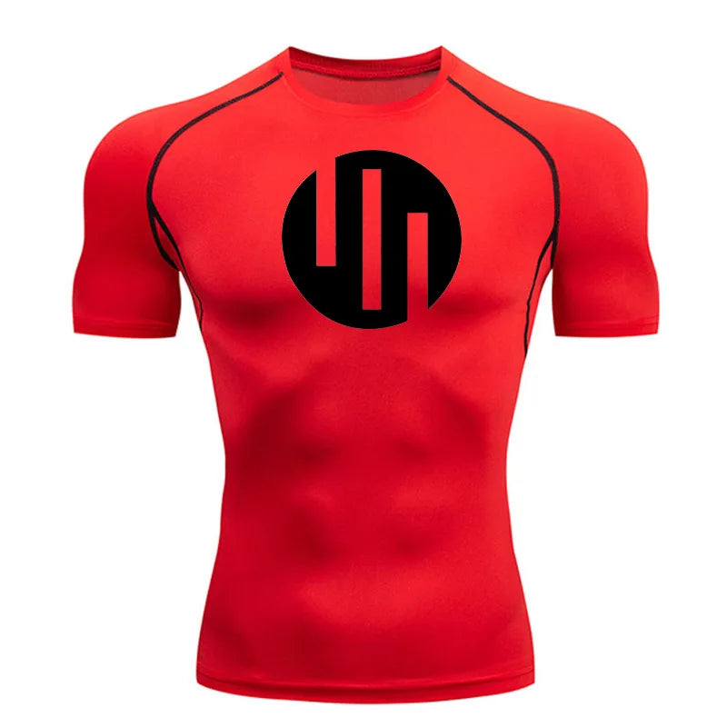 New Gym Short Sleeve Running T-Shirt Men's Compression Long Sleeve Shirt Sun Protection Quick Drying Sports Top Black Sportswear