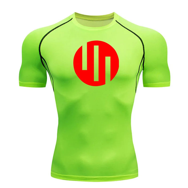 New Gym Short Sleeve Running T-Shirt Men's Compression Long Sleeve Shirt Sun Protection Quick Drying Sports Top Black Sportswear