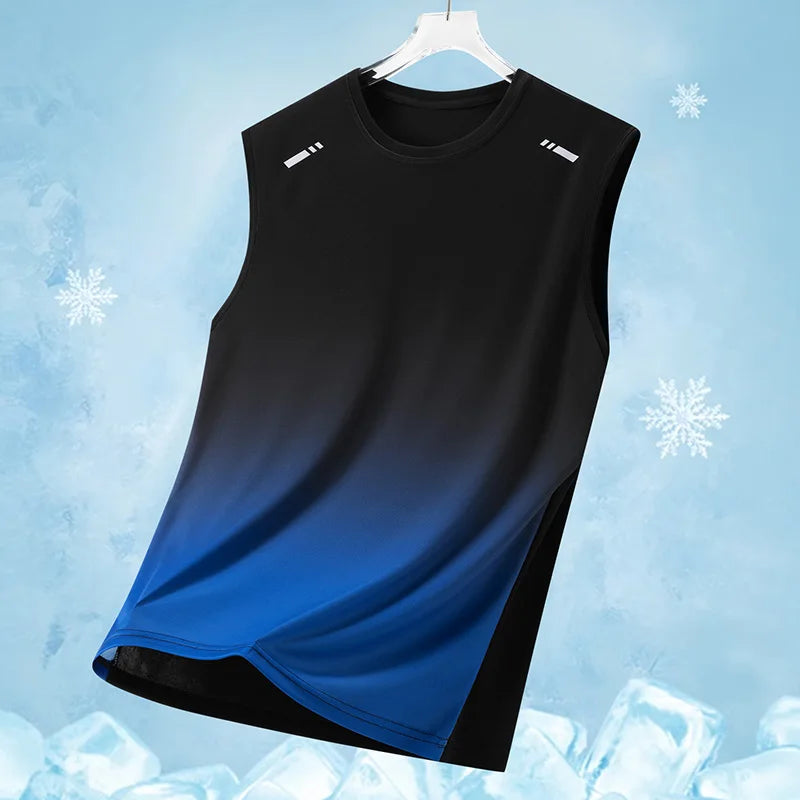 Summer Running Vest Men Contrasting Reflective Jogging Sports Sleeveless Coat Outdoor Breathable Elasticity Fitness Sportswear