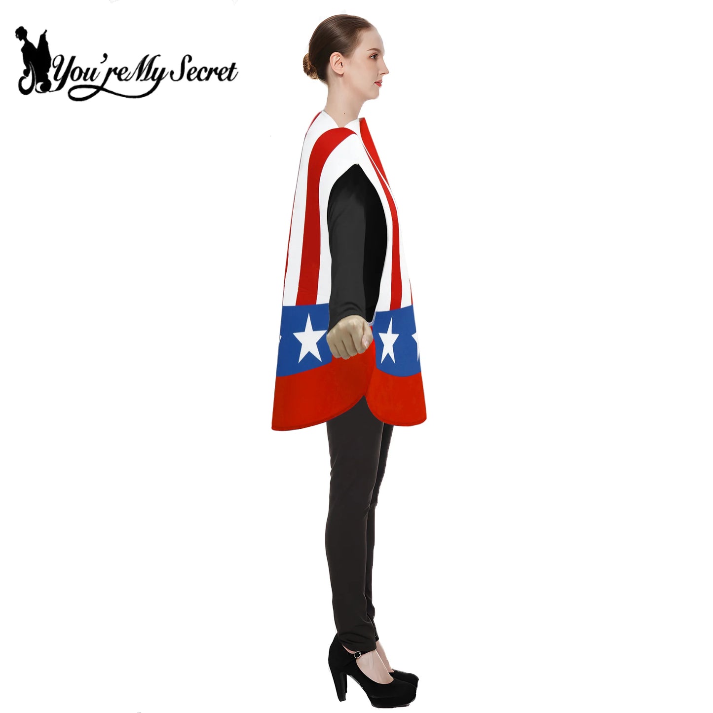 [You're My Secret] Uncle Sam Hat Shaped Costume USA Stars Stripes Funny Novelty Outfit 4th of July Printed Patriotic Dress Up