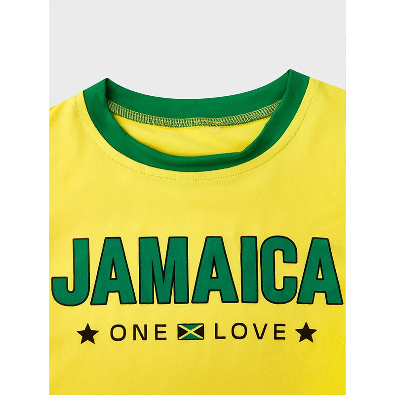 O-Neck Short Sleeve Slim Baby Tees Y2K Grunge Casual Crop Tops Jamaica Letter Printed Streetwear Gothic Women's T-shirts Summer