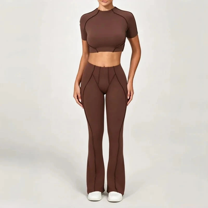 Seamless Yoga Sets Sports Fitness Hip-lifting High Waist Skinny Long-sleeved Suit Running Workout Gym Leggings Sets for Women