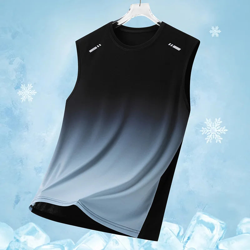 Summer Running Vest Men Contrasting Reflective Jogging Sports Sleeveless Coat Outdoor Breathable Elasticity Fitness Sportswear