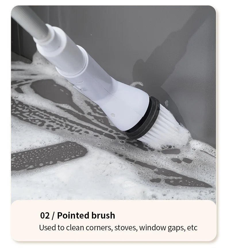 Electric Spin Scrubber Cordless Multi-Function Low Noise Electric Cleaning Brush Replaceable Brush Heads And Adjustable Handle
