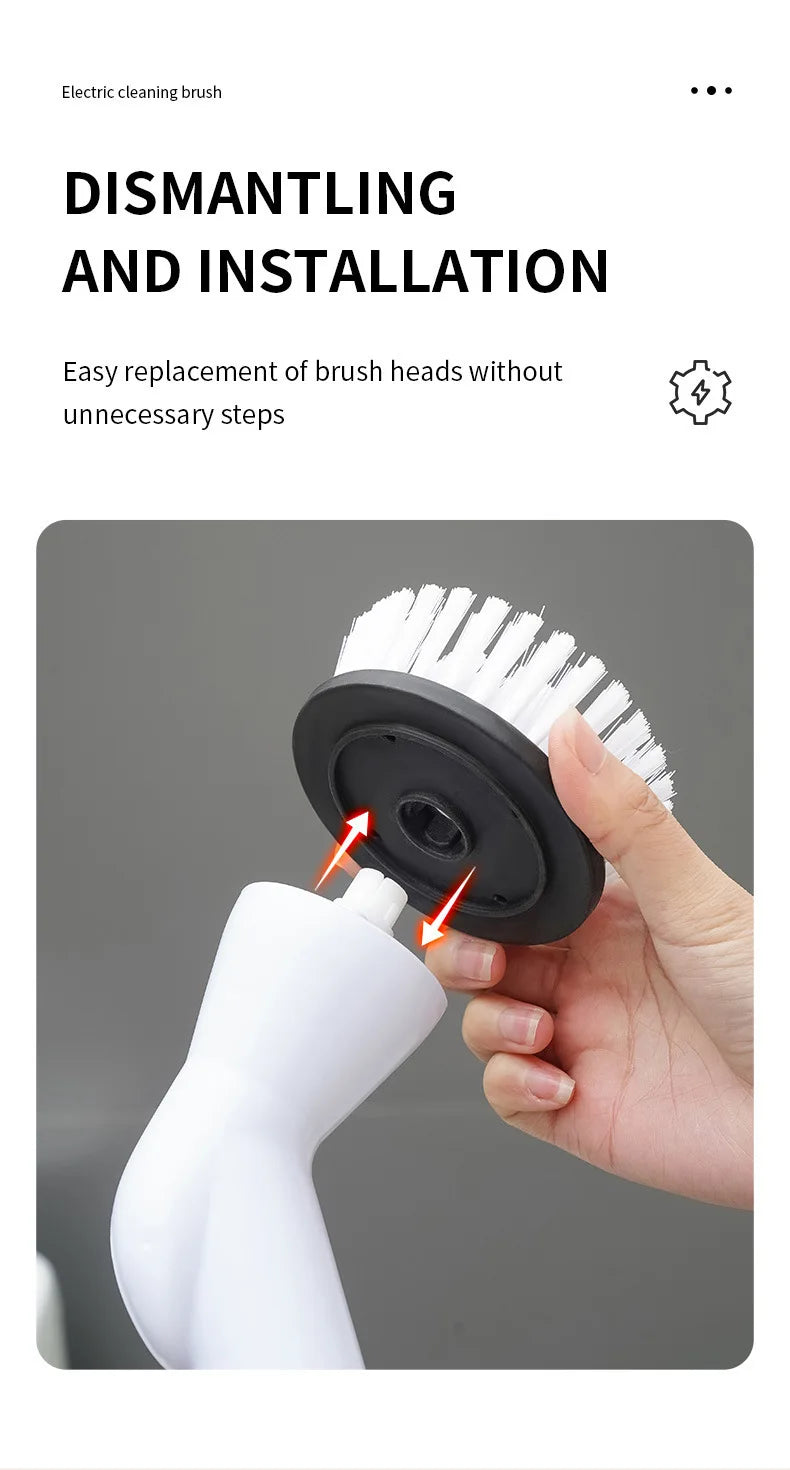 Electric Spin Scrubber Cordless Multi-Function Low Noise Electric Cleaning Brush Replaceable Brush Heads And Adjustable Handle