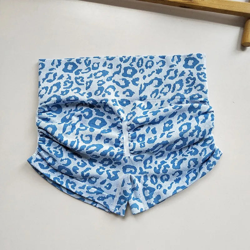 Fashion Leopard-Print Seamless Yoga Shorts for Women - High-Waisted Butt-Lifting & Skin-Tight Fitness Pants