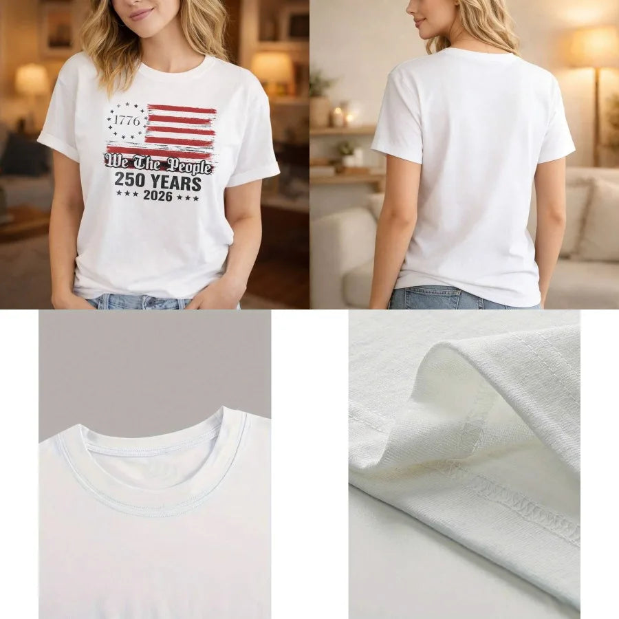 【New Arrival】1776 We The People 250 Years 2026 T-Shirt USA Flag Print 4th of July Tee