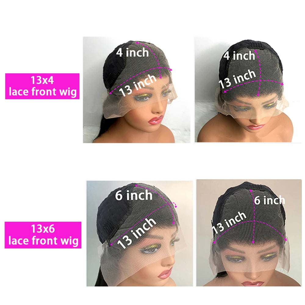 200 Density Body Wave 13x4 HD Transparent Lace Front Human Hair Wig Black 13x6 Lace Frontal Wigs 30 40 Inch PrePlucked Lace