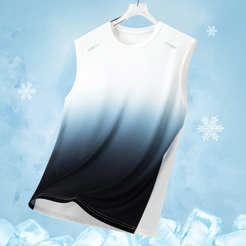 Summer Running Vest Men Contrasting Reflective Jogging Sports Sleeveless Coat Outdoor Breathable Elasticity Fitness Sportswear