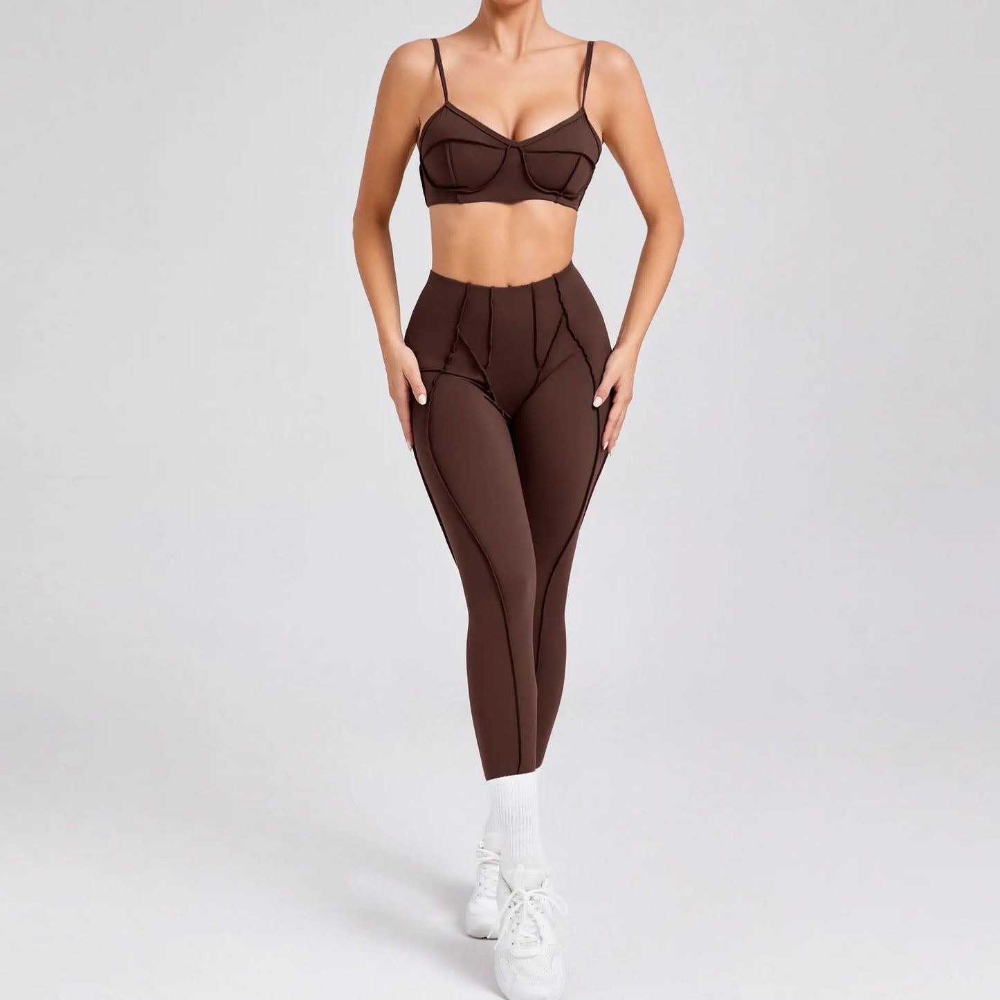 Seamless Yoga Sets Sports Fitness Hip-lifting High Waist Skinny Long-sleeved Suit Running Workout Gym Leggings Sets for Women