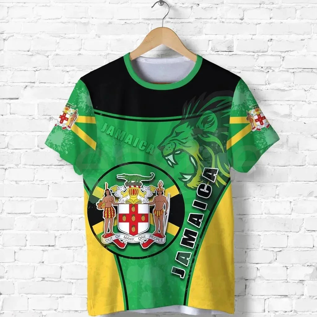 Tessffel Jamaica Lion Emblem Summer New Fashion 3D Print Tops Tee Tshirt Men Women Short Sleeve T shirt Streetwear Style-4