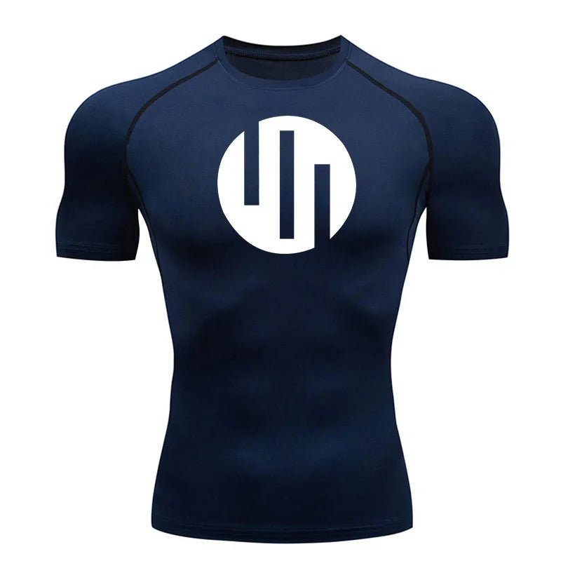 New Gym Short Sleeve Running T-Shirt Men's Compression Long Sleeve Shirt Sun Protection Quick Drying Sports Top Black Sportswear
