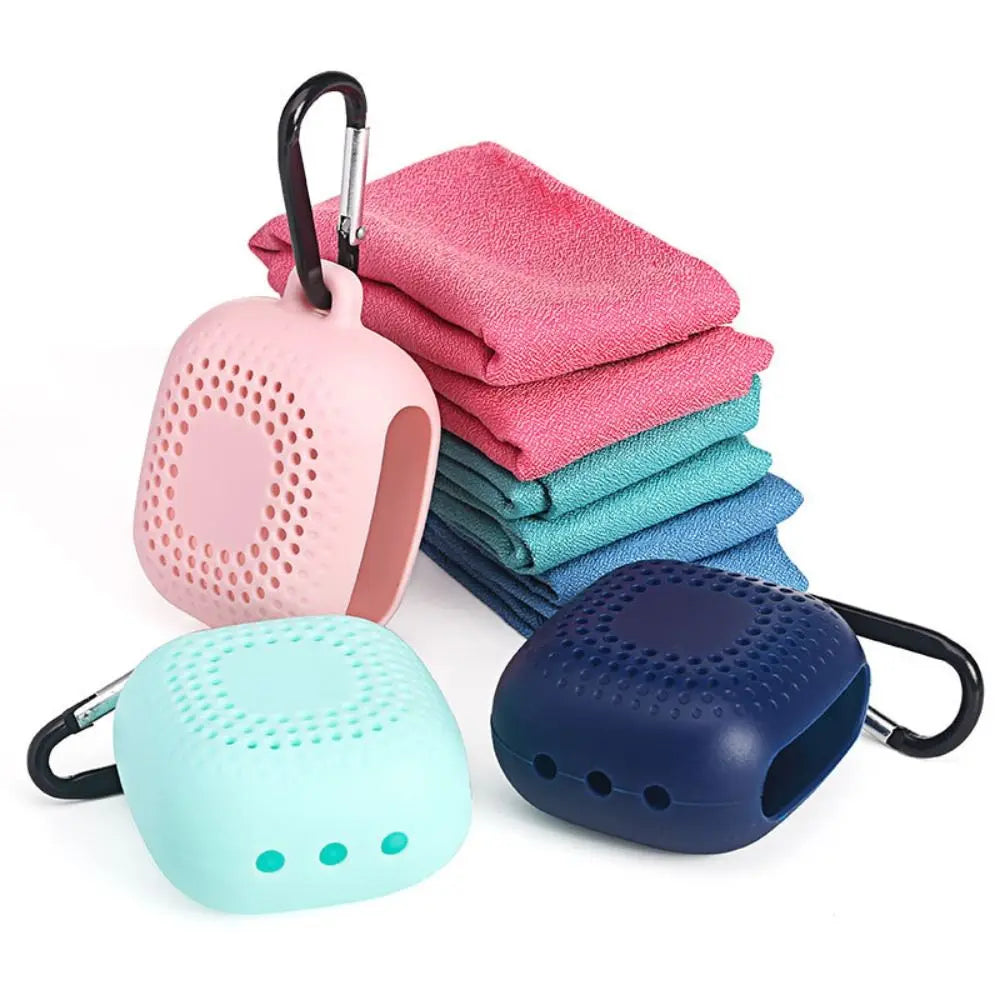 With Silicone Case Quick Drying Towel Pocket Super Absorbent Sports Towel Solid Color Portable Microfiber Towel