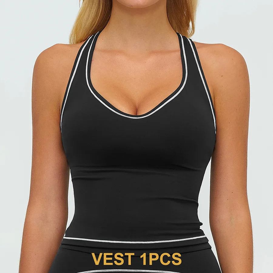 Women Yoga Set Tracksuit Sportswear Workout Athletic Wear Gym Vest Shorts Legging Fitness Bra Crop Top Long Sleeve Sports Suits
