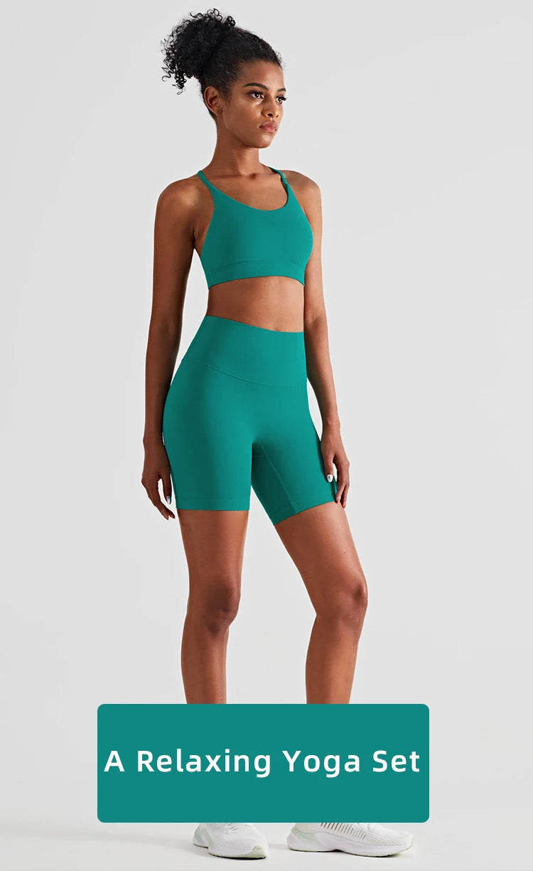 2024 New Yoga Shorts Sets Shockproof Vest High Waist Shorts Breathable Women's Tight Fitting Sports Yoga Sexy Crop Top Gym Set