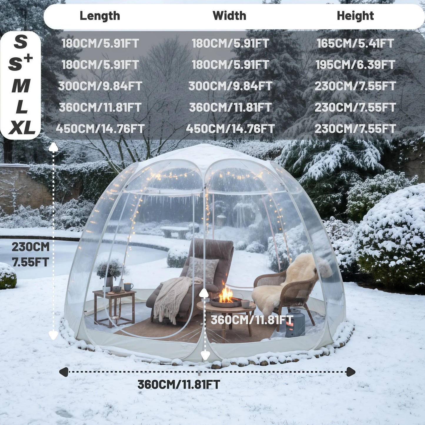 Large Quick-Set Bubble Tent Portable Outdoor Igloo Extreme Cold Resistant Winter Shelter for Camping And Backyard Use