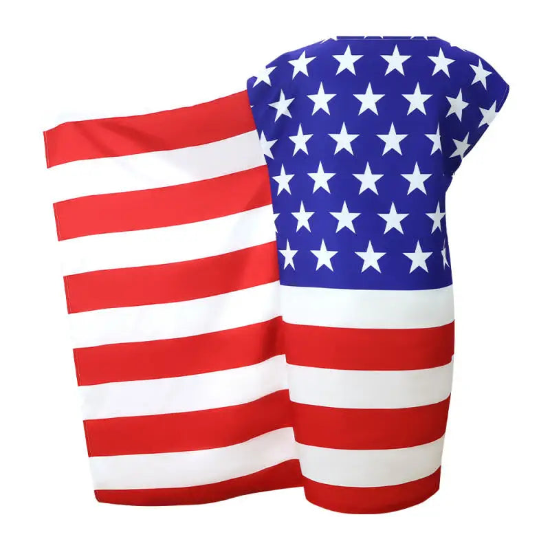 Unisex USA Flag Print Dress Patriotic Stars and Stripes Costume for 4th of July Independence Day Halloween Party Cosplay Outfit