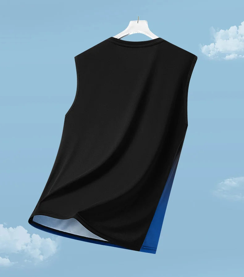 Summer Running Vest Men Contrasting Reflective Jogging Sports Sleeveless Coat Outdoor Breathable Elasticity Fitness Sportswear