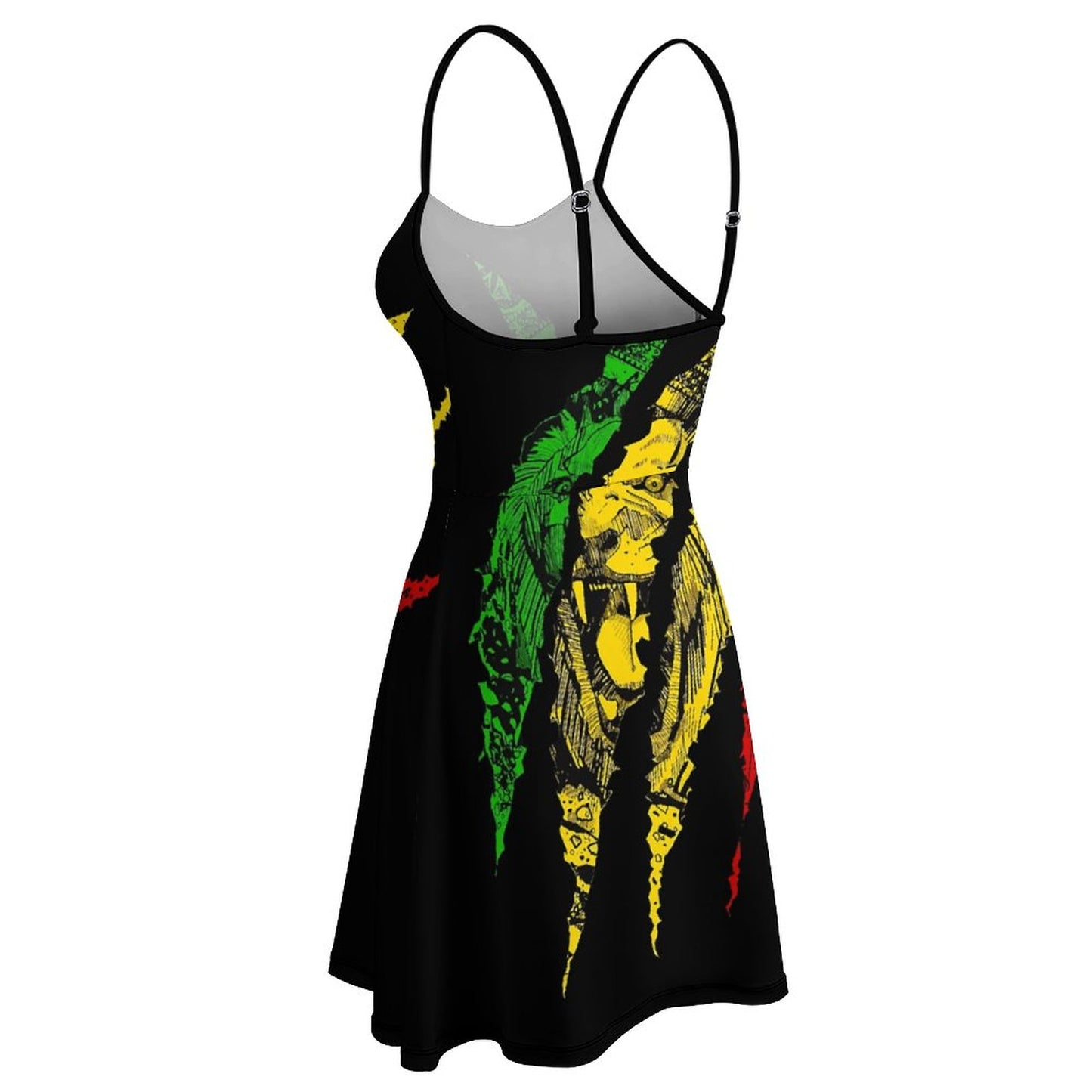 Warrior Lion of Judah King Rasta Reggae Jamaica Women's Sling Dress Humor Graphic Dresses Funny Graphic Exotic Woman's Clothing