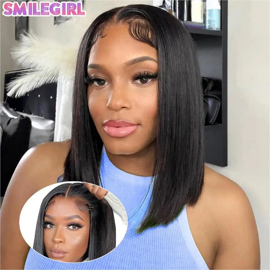 Wear And Go Glueless Bob Wig Human Hair Pre Plucked Pre Cut 5X5 Hd Transparent Lace Front Wigs For Women Straight Short Bob Wigs