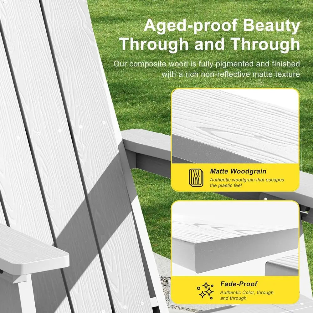 3-Position Adjustable Folding Adirondack Chair Set with Retractable Ottoman, Weather-Resistant Patio Furniture for 2, Including