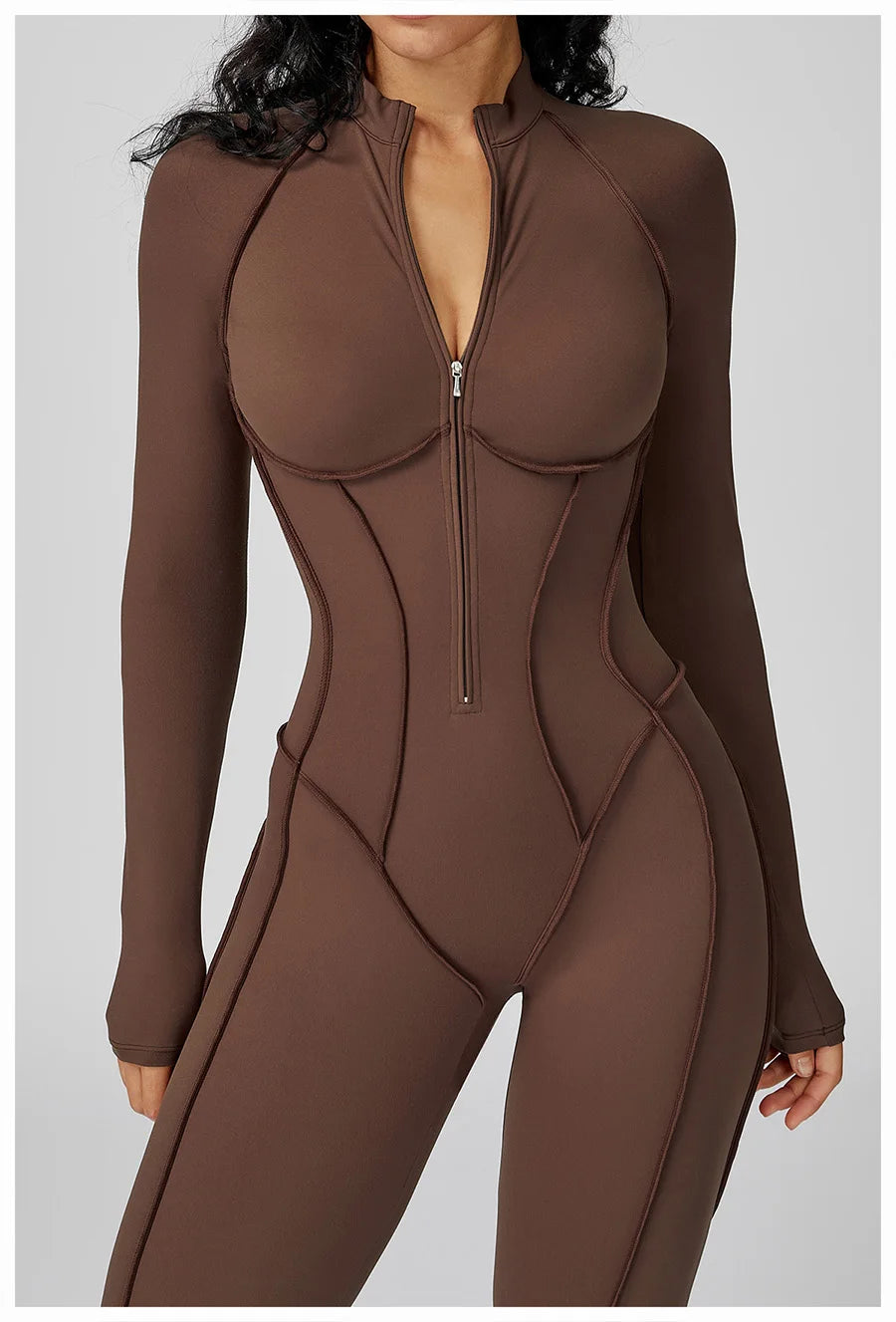 New Autumn/Winter Women One-piece Seamless Yoga Jumpsuits leggings Long-sleeved Zipper Slim Fit Sports Fitness Outfit Tracksuits