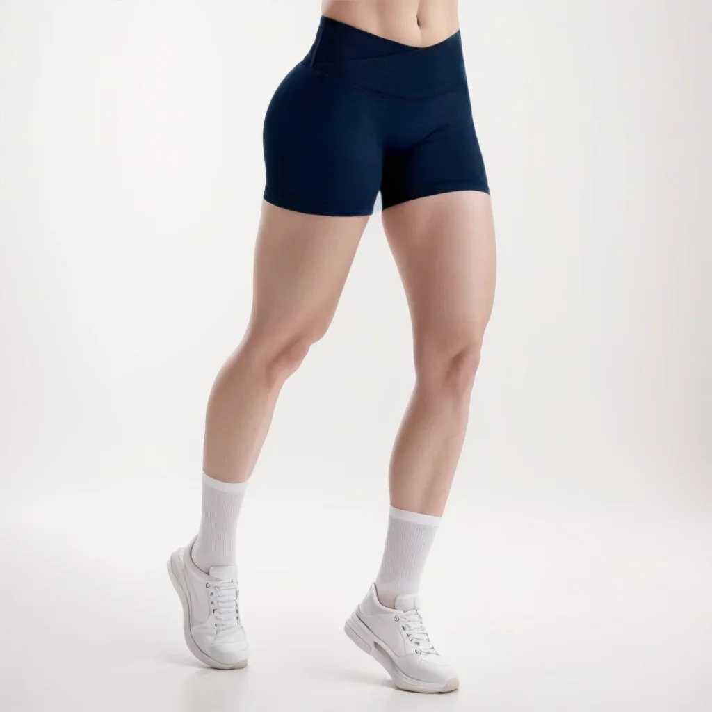 Vision Yoga Shorts Women Cross Low Waist Hip Lifting Seamless Gym Shorts 4.5'' Workout Fitness Scrunch Butt Sports Shorts