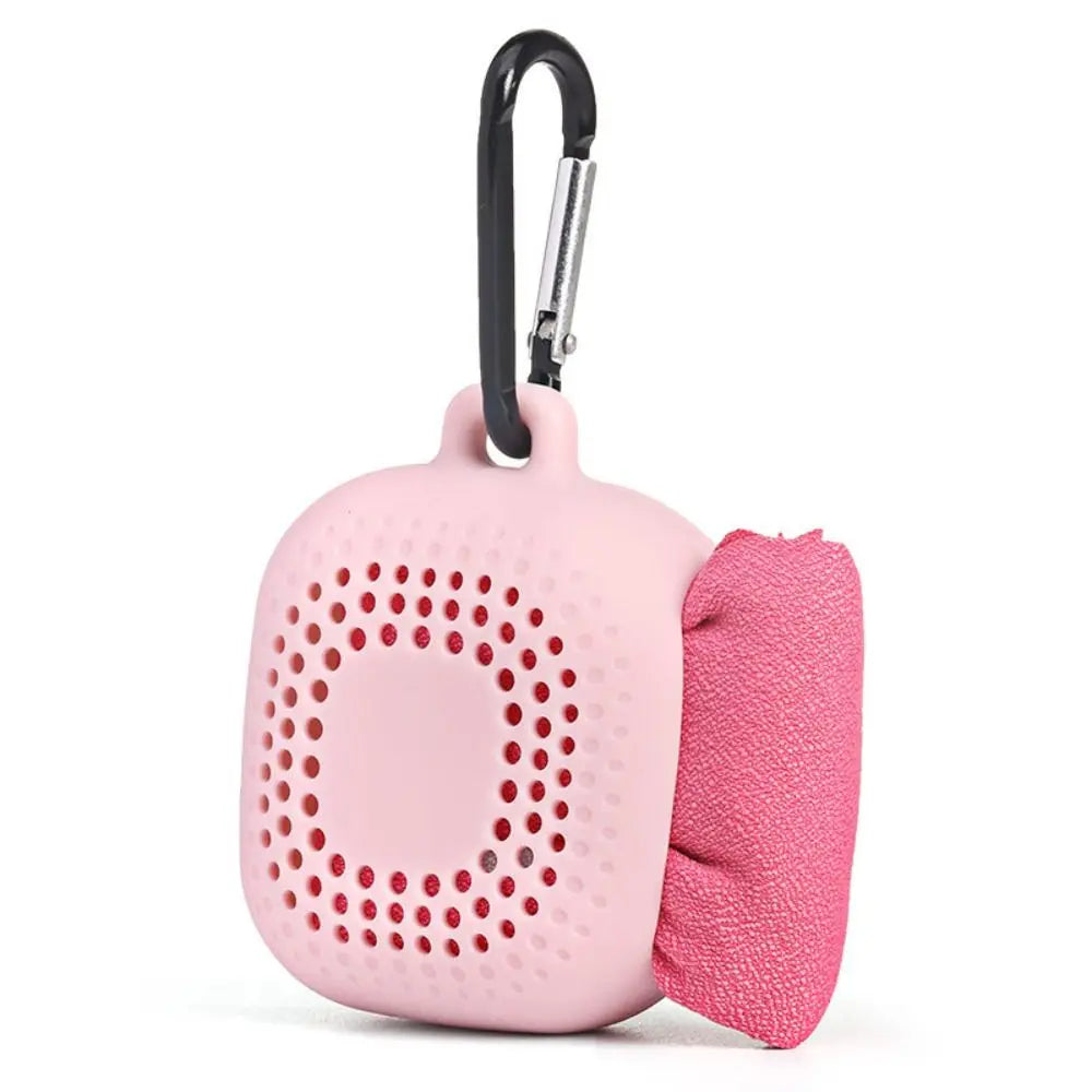 With Silicone Case Quick Drying Towel Pocket Super Absorbent Sports Towel Solid Color Portable Microfiber Towel