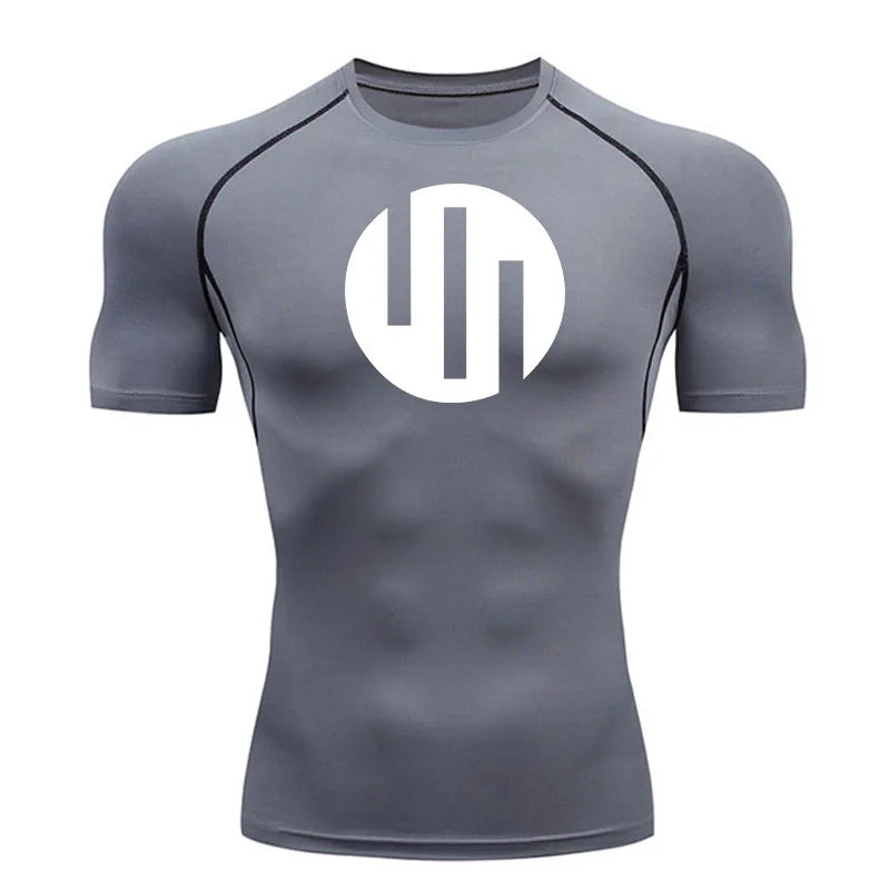 New Gym Short Sleeve Running T-Shirt Men's Compression Long Sleeve Shirt Sun Protection Quick Drying Sports Top Black Sportswear