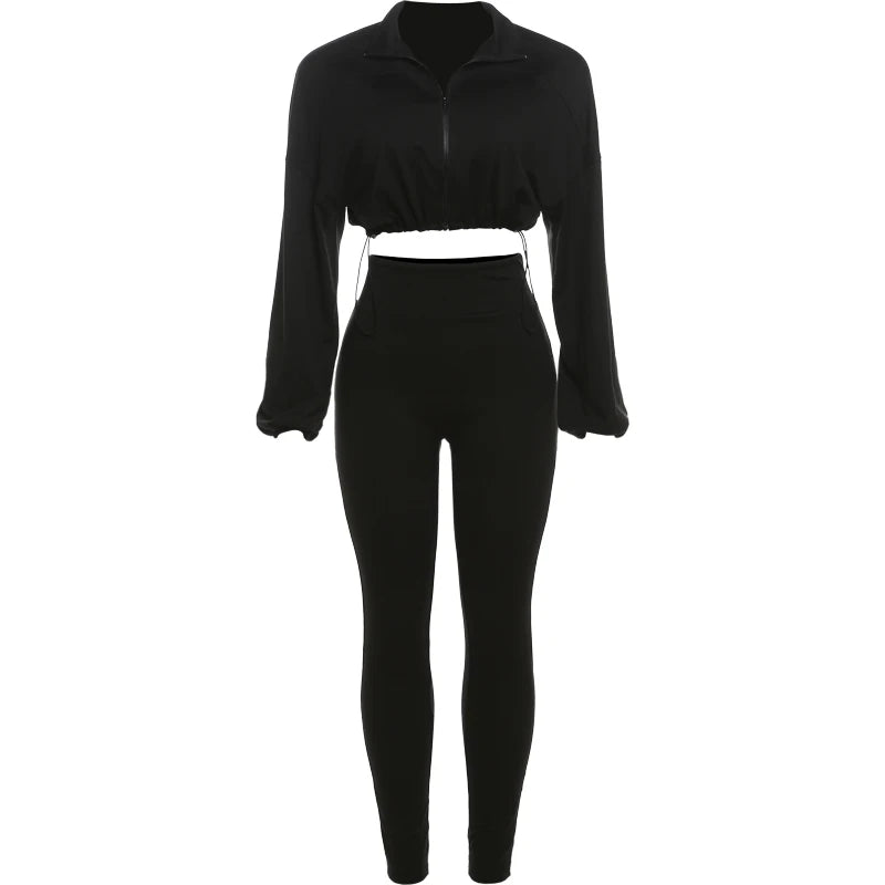 Weird Puss Women Tracksuit 2 Piece Set 2024 Autumn Casual Zip Thin Drawstring Jacket+Leggings Matching Streetwear Sporty Suit