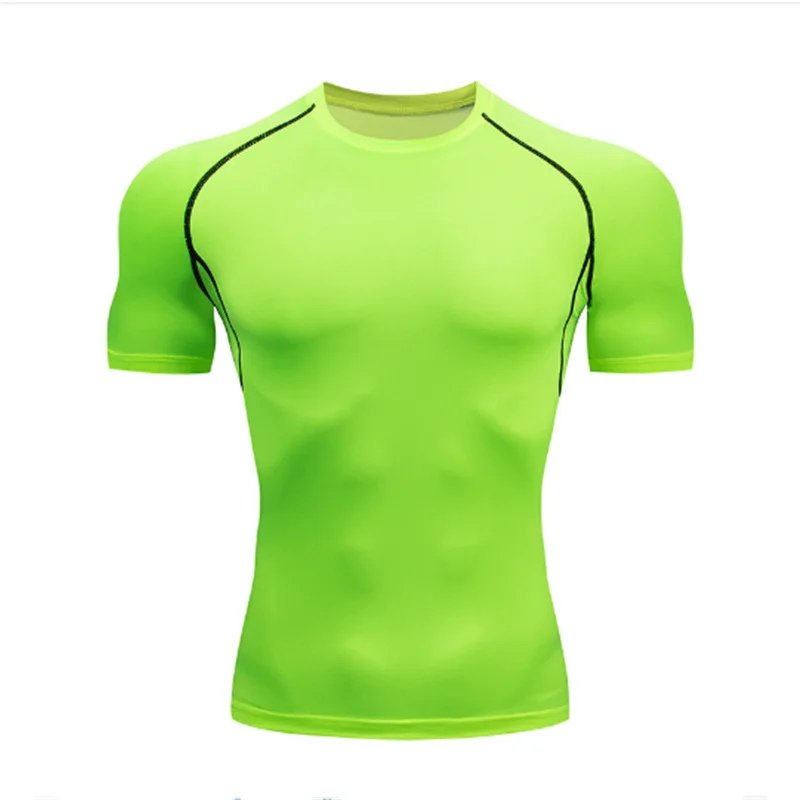 Summer Casual Run Compression T-Shirt Men Tops Bat Print Quick-Dry Fitness Gym Sportswear MMA Rashguard Jersey Workout Tee Male