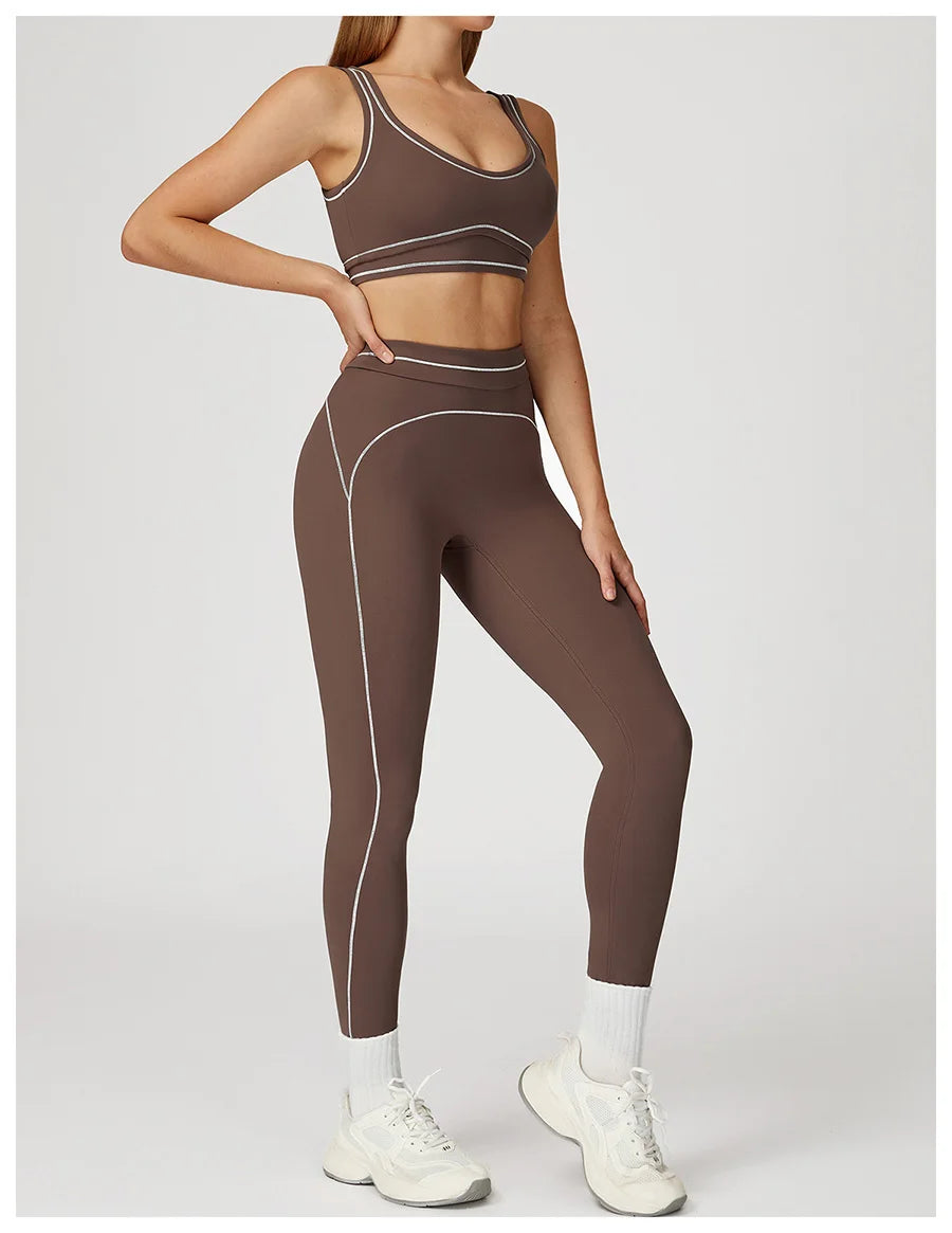 Women Yoga Set Tracksuit Sportswear Workout Athletic Wear Gym Vest Shorts Legging Fitness Bra Crop Top Long Sleeve Sports Suits