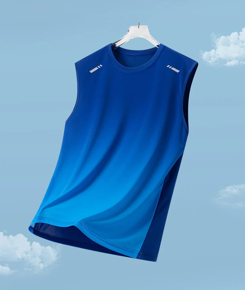 Summer Running Vest Men Contrasting Reflective Jogging Sports Sleeveless Coat Outdoor Breathable Elasticity Fitness Sportswear