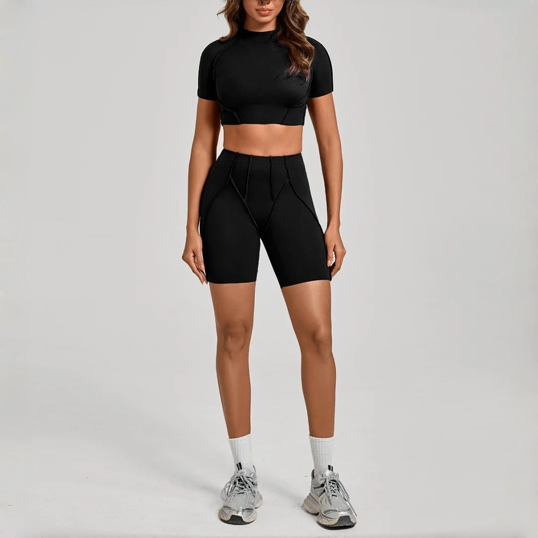 Seamless Yoga Sets Sports Fitness Hip-lifting High Waist Skinny Long-sleeved Suit Running Workout Gym Leggings Sets for Women