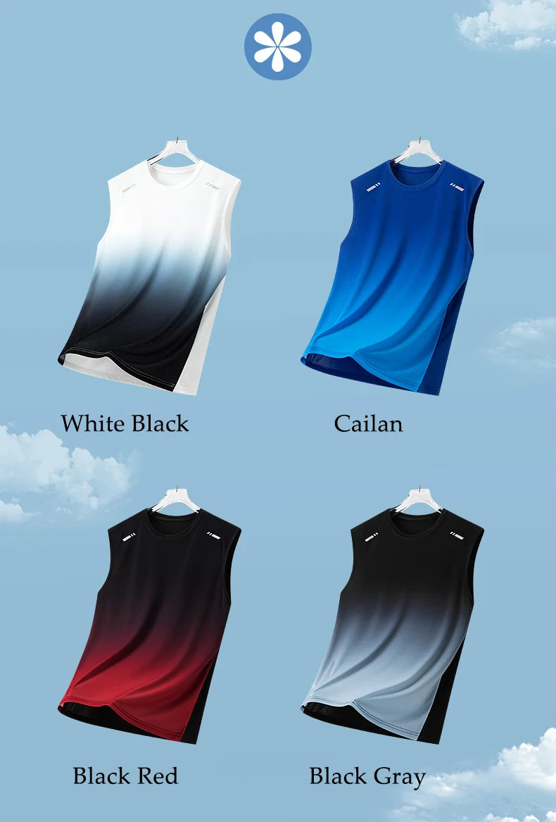 Summer Running Vest Men Contrasting Reflective Jogging Sports Sleeveless Coat Outdoor Breathable Elasticity Fitness Sportswear