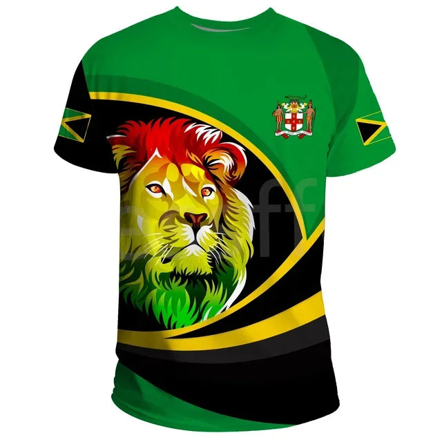 Tessffel Jamaica Lion Emblem Summer New Fashion 3D Print Tops Tee Tshirt Men Women Short Sleeve T shirt Streetwear Style-4
