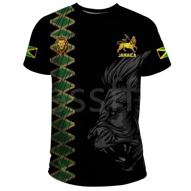 Tessffel Jamaica Lion Emblem Summer New Fashion 3D Print Tops Tee Tshirt Men Women Short Sleeve T shirt Streetwear Style-4