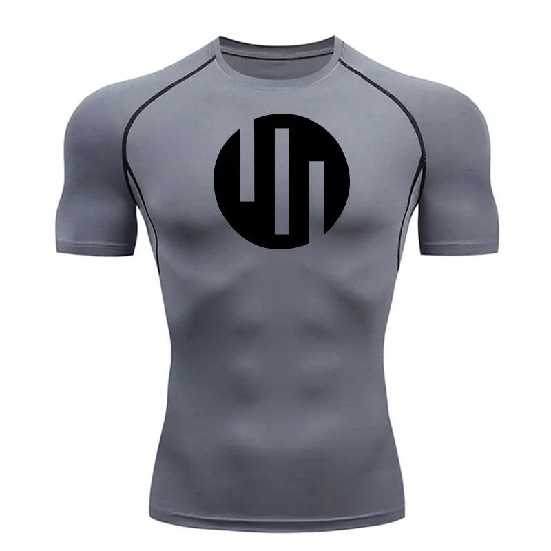 New Gym Short Sleeve Running T-Shirt Men's Compression Long Sleeve Shirt Sun Protection Quick Drying Sports Top Black Sportswear